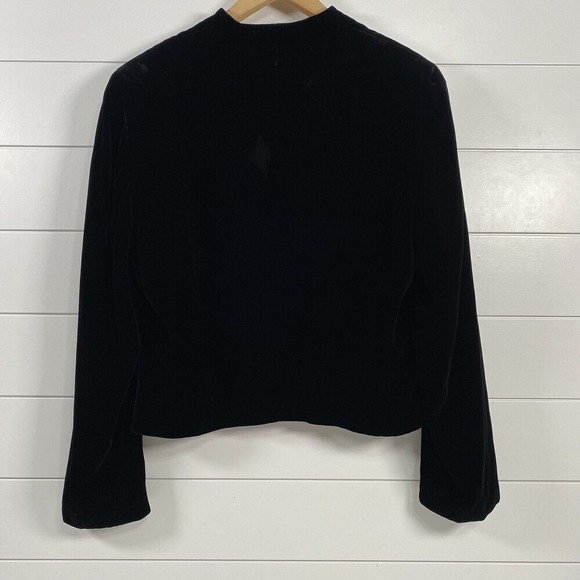 Ann Taylor Womens Velvet Silk Lined Blazer jacket size 14 Black Boho Holiday - Picture 4 of 10